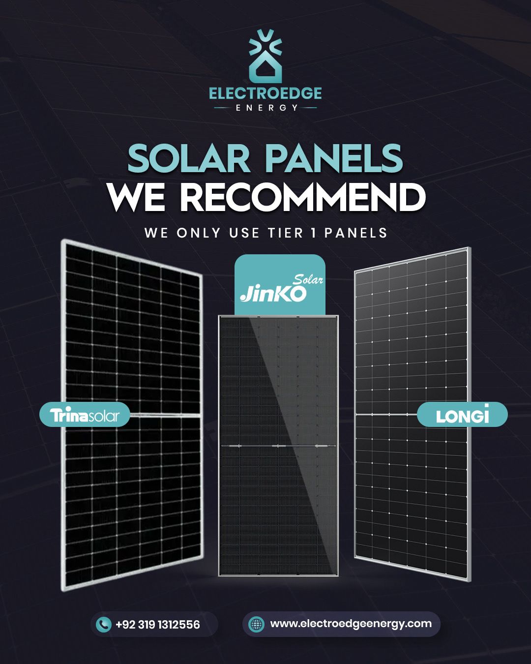 Solar panels - Jinko, Trina Solar, LONGi